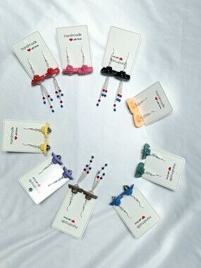 4th Of July, Cowboy Hat Rodeo Multi Color Hats Beads Silver Earrings